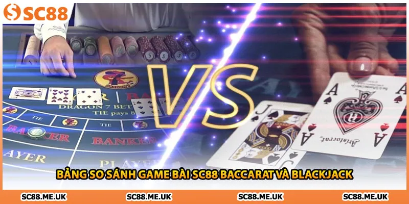 Bảng so sánh game bài SC88 Baccarat và Blackjack