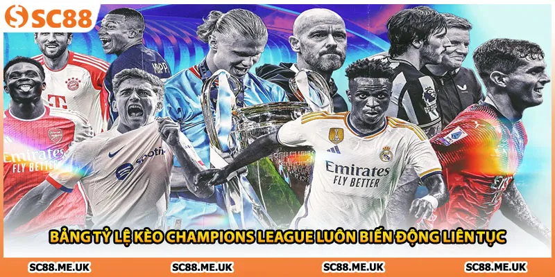 Bảng tỷ lệ kèo Champions League luôn biến động liên tục