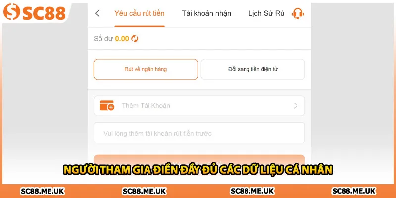 Người tham gia điền đầy đủ các dữ liệu cá nhân